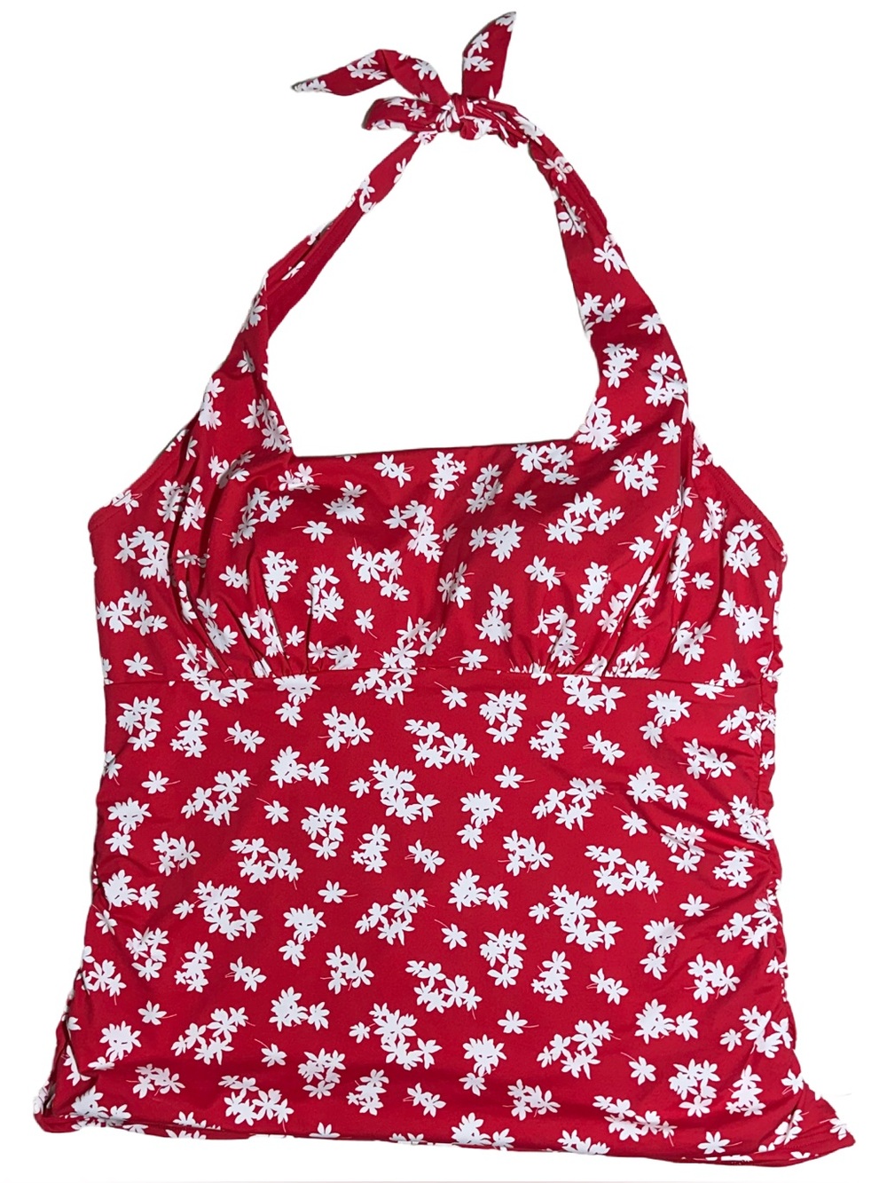 LANDS END Halter Swim Top Square Neck 525392, Strawberry Tossed Floral Size 16